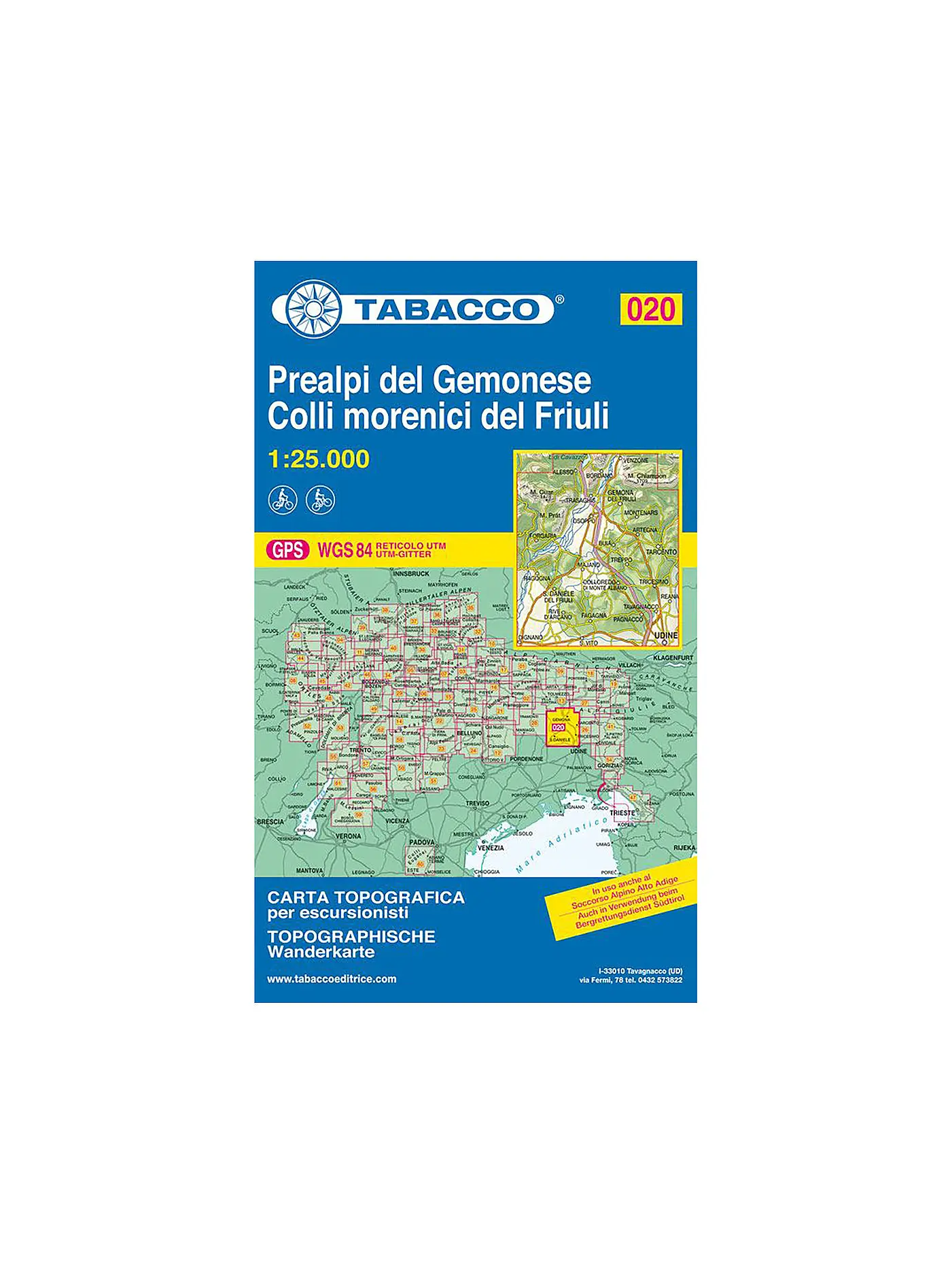 TABACCO | Wanderkarte - Prealpi del Gemonese, Colli morenici del Friuli 1:25.000 | 